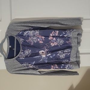 KUT FROM THE KLOTH Benter Mixed Material Top blue pink floral in size medium